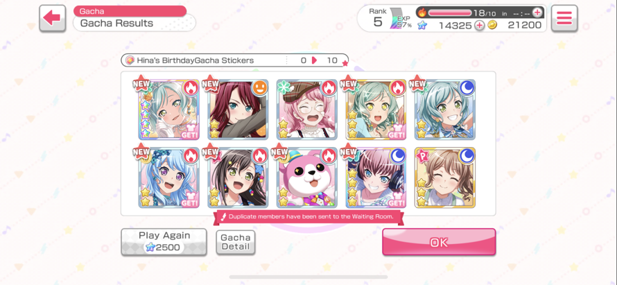 made an alt yesterday and got bday hina and chu2  which I don’t have on my main!  and I also got zls...