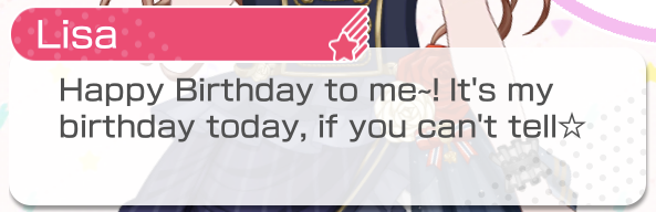   "It's a promise."  

    Happy Birthday, Lisa!...