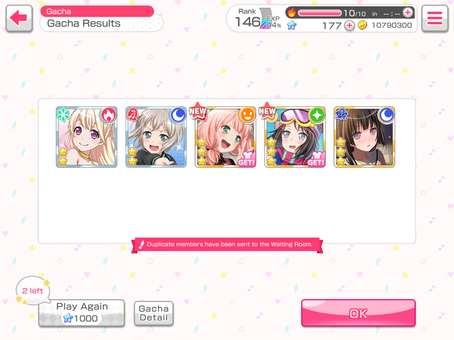 So my pull wasn’t that bad but no four stars.