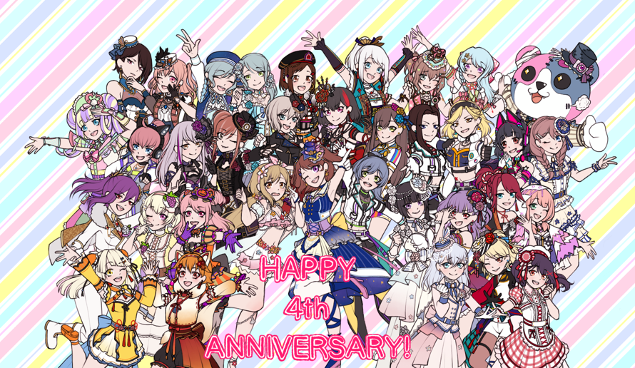 HAPPY 4th ANNIVERSARY! 


I re drew the key art with everyone in my favourite outfit :3 Hope...