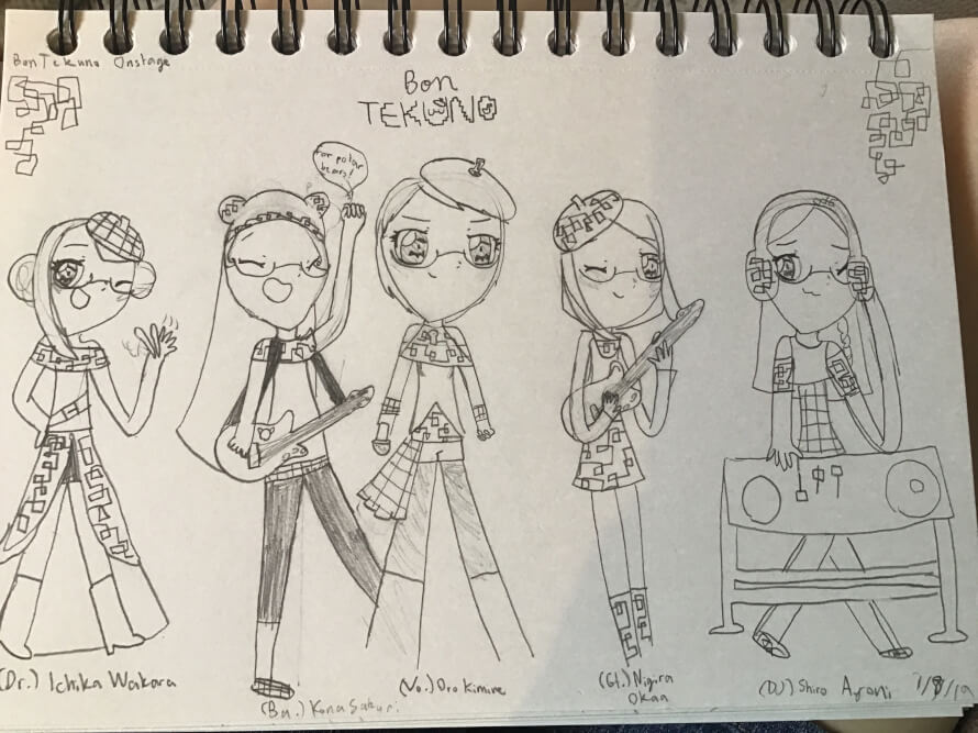 So here’s the sketchbook drawing of BonTekuno that I promised you! If you can see the date in the...