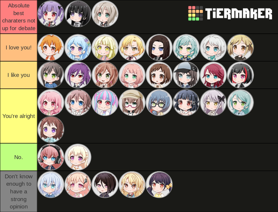 Also here's a tierlist of all my favorites because why not? Feel free to ask me questions on any of...