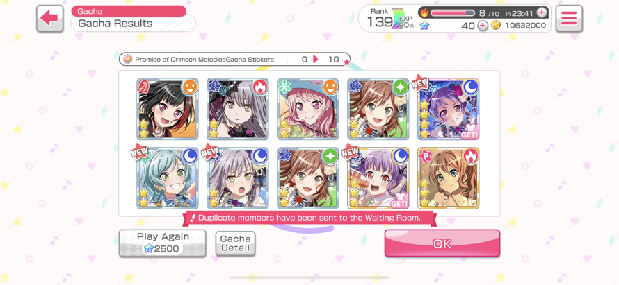 Kinda disappointed I didn’t get Lisa or Sayo. 

But hey! I finally I got a 4  Ako and the 3  Gacha...