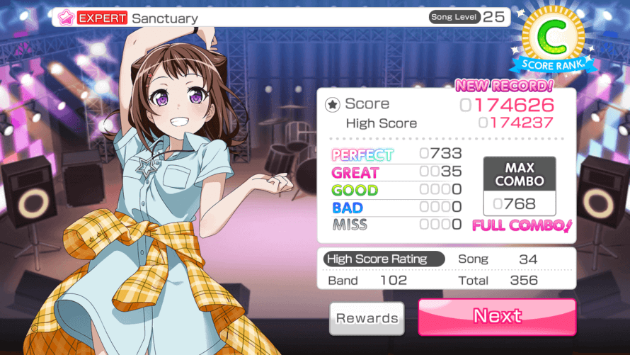 After not playing BanG Dream for a while, I got a full combo on Sanctuary. This might be one of my...