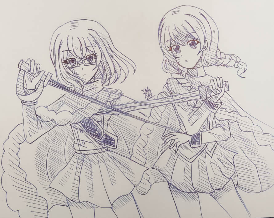 Maya and Eve but as Revue Starlight girls
Doodle by me ^^