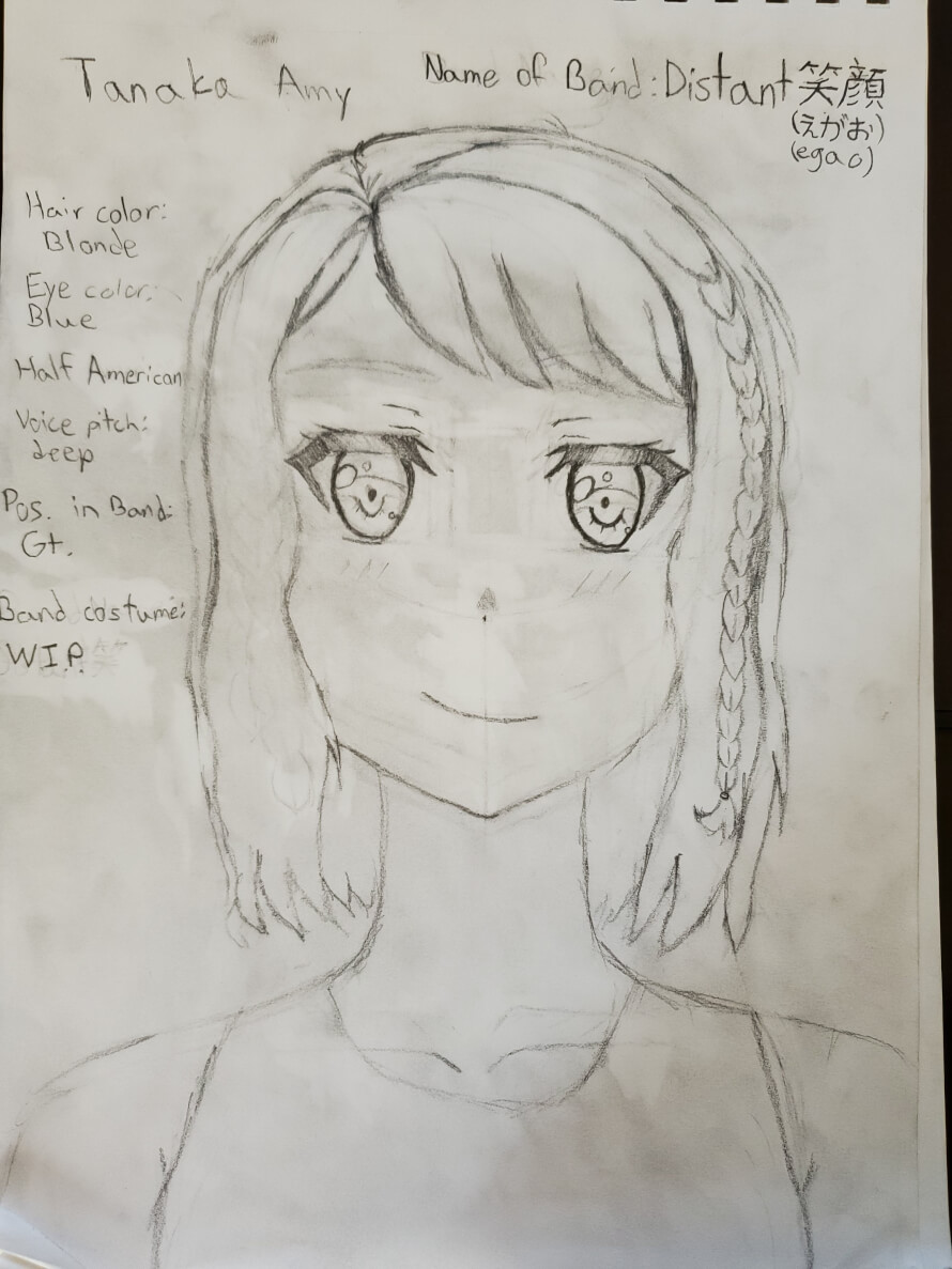 
I'm finally continuing on my fan band. Here's the guitarist, Tanaka Amy  Tanaka being the last...