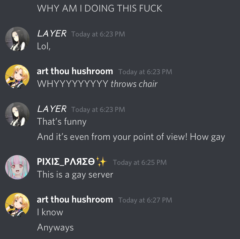   Part 3 of RAS Discord Madness!

Some questionable stuff happened here but still this made me l a...
