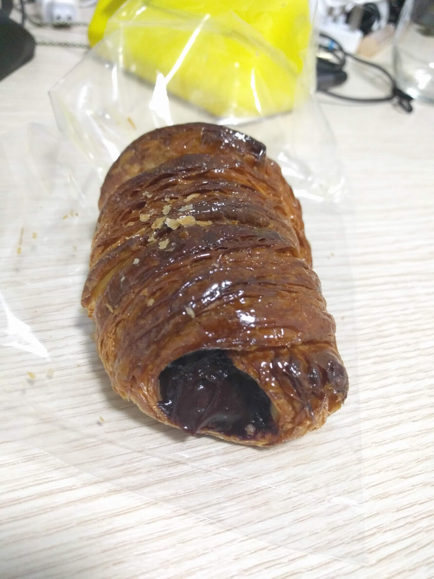 I went to a fusion Japanese French bakery and they had a croissant choco cornet.

What would be...