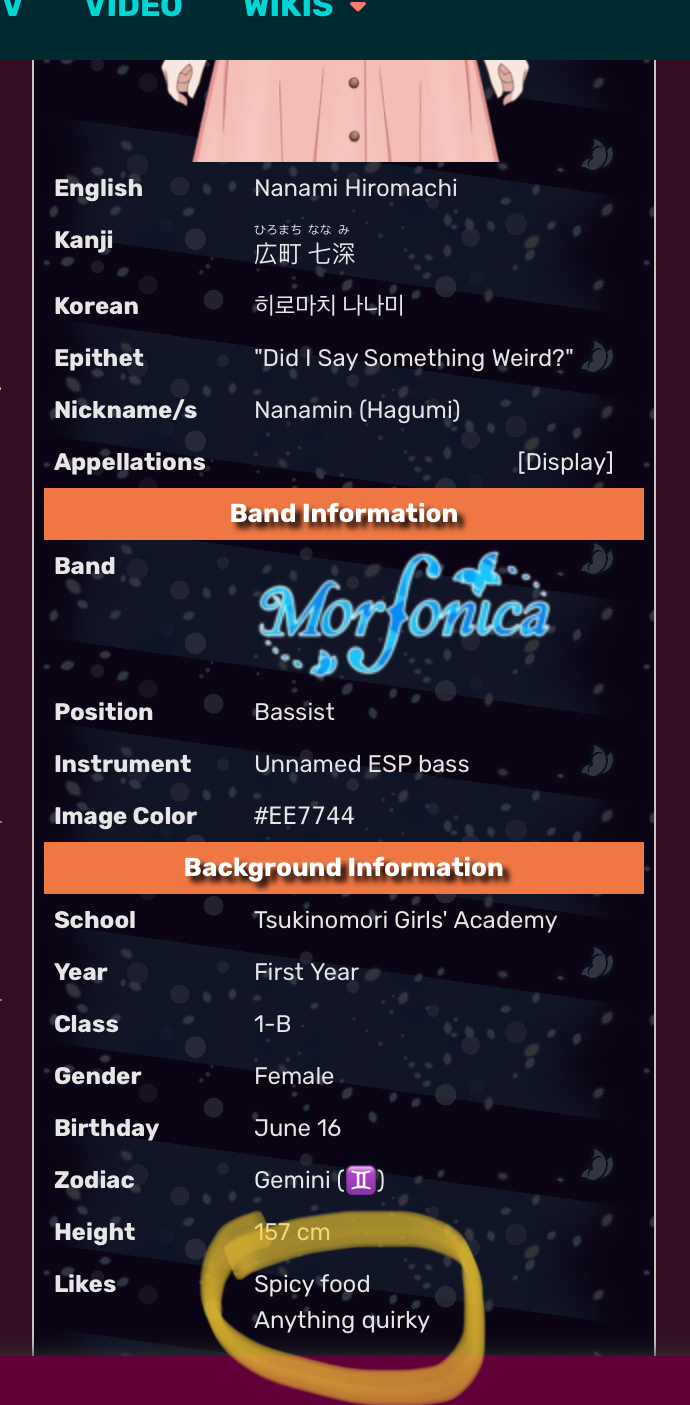 I was looking at the bandori fandom page and then