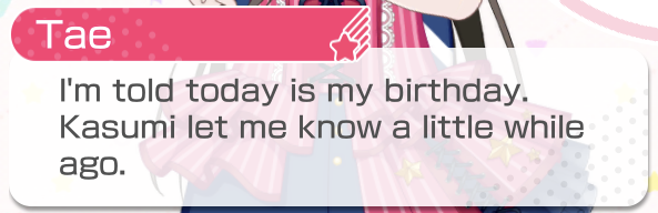   A planet of Rabbits; Poppin' Party's Blue Star  


    Happy Birthday, Tae!...