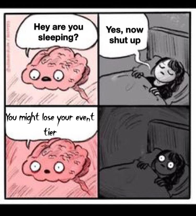 I couldn't sleep because I thought a bunch of people would last minute farm event points and knock...