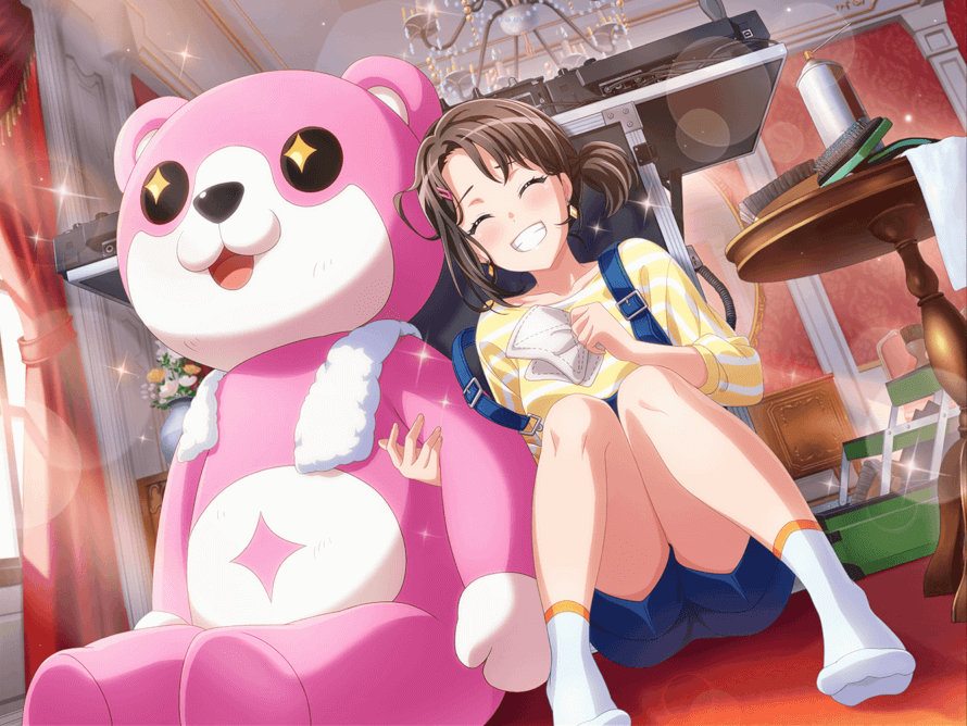 I think it’s Misaki’s new DreamFes card that’s making me love her. She’s chilling out with Michelle...