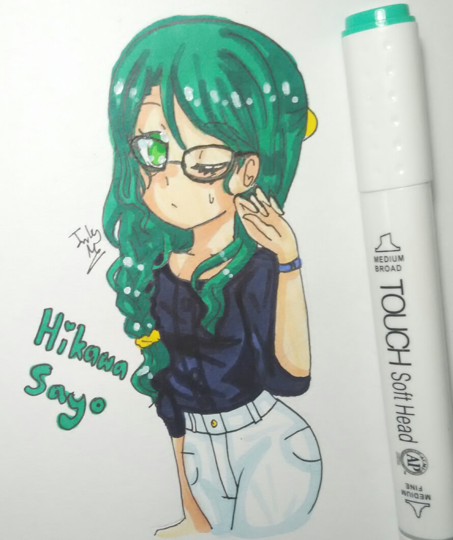 Megane Sayo san!!💚💚💚
Drawn by me!! ^^