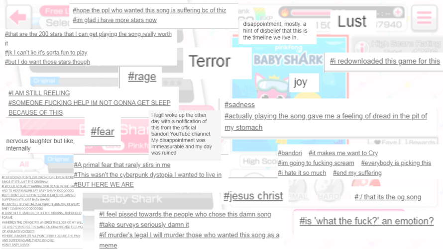 i asked the bandori fandom on tumblr  "what does baby shark collab make you feel"   here are the...