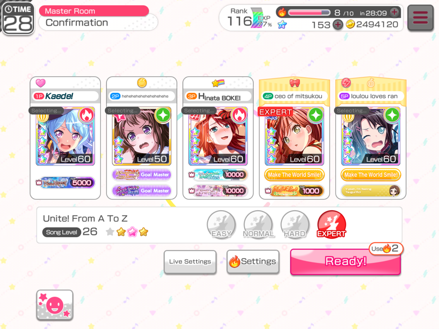 Hi I found Kaede in multi live and I sucked at playing A to Z 