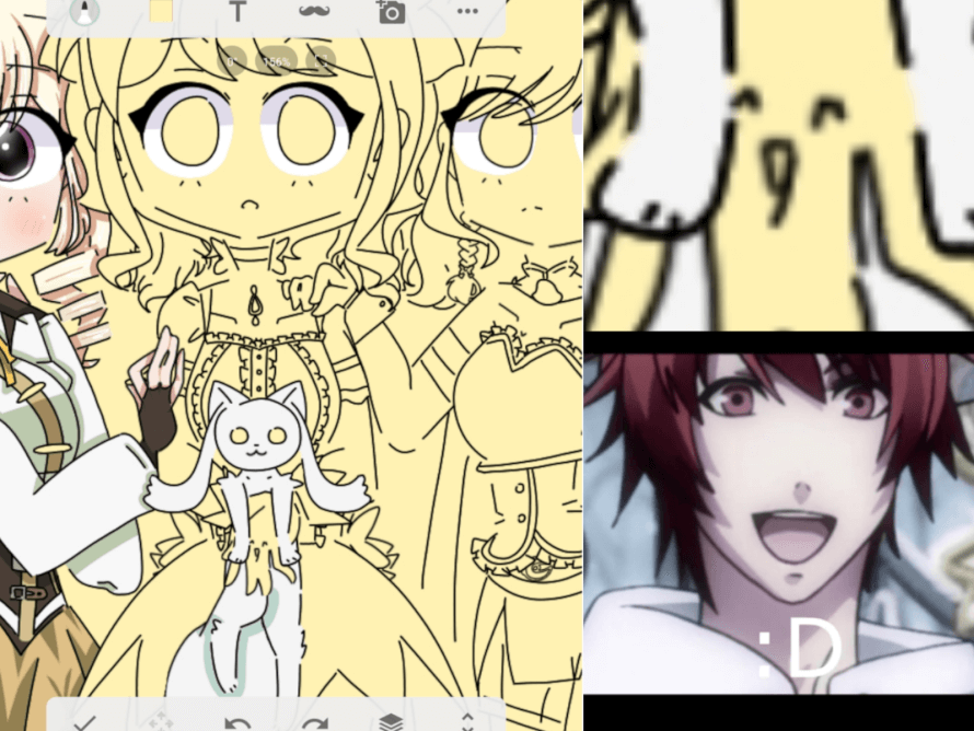 I was adding colors to kyubey on Aya's arms but then I saw Aya's hand and...