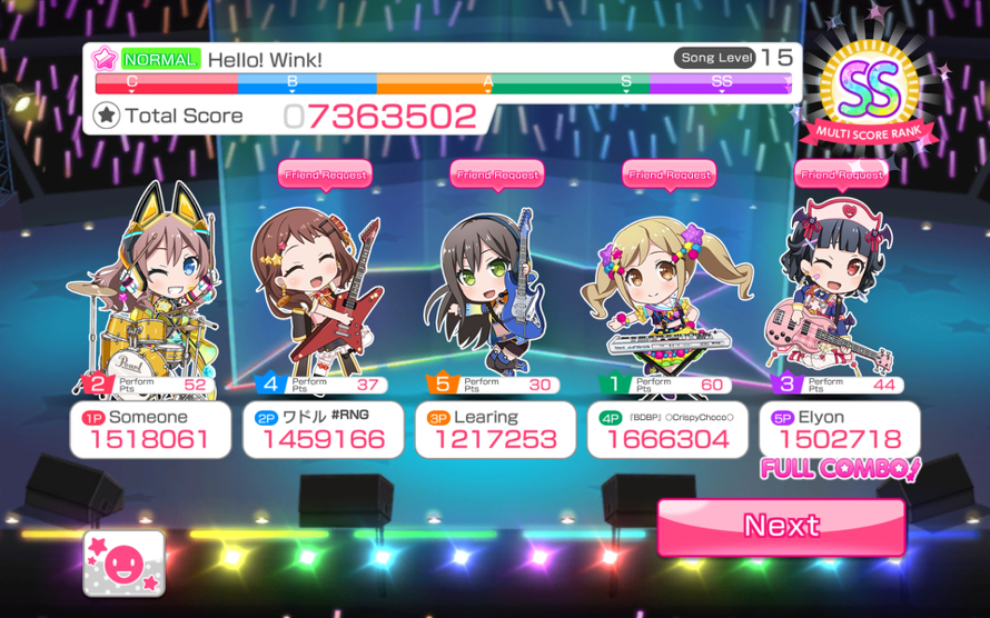 Hi again, me and some random players did Poppin Party, ok bye. 