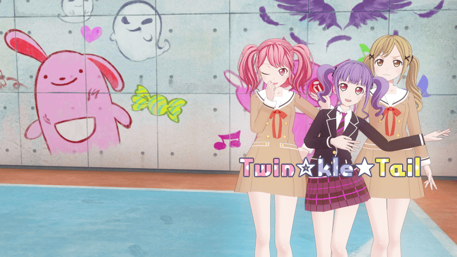 i made myself a little wallpaper from some bandori MMD models! i really hope these three have a song...