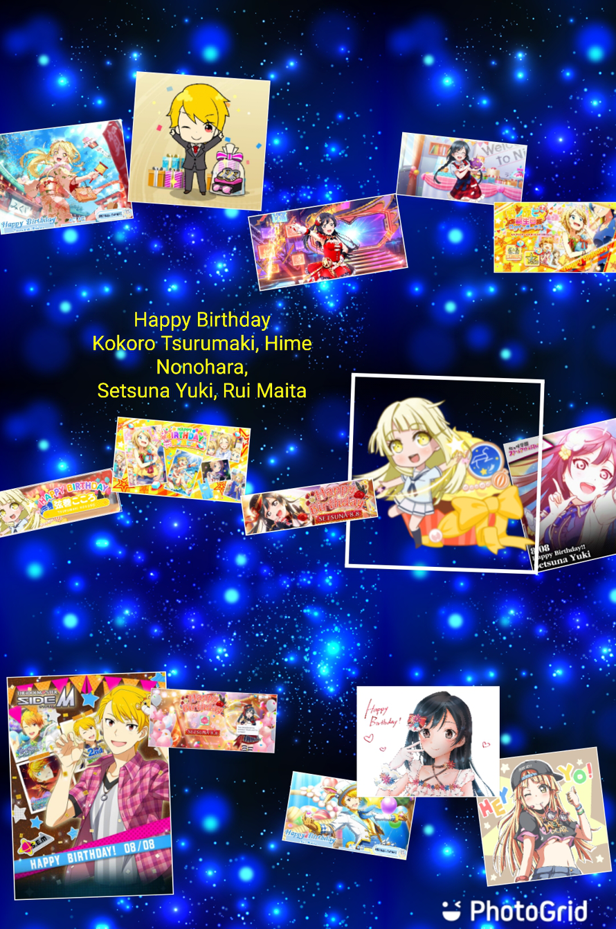 Today is Happy Birthday 4 Characters in Same day.
Kokoro Tsurumaki, Hime Nonohara, Rui Maita and...