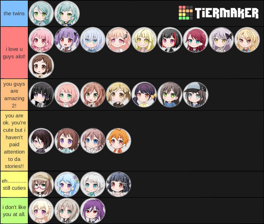    this is my tier list!
i just joined but i saw the bandwagon and wanted to join it lol!!!
but i...