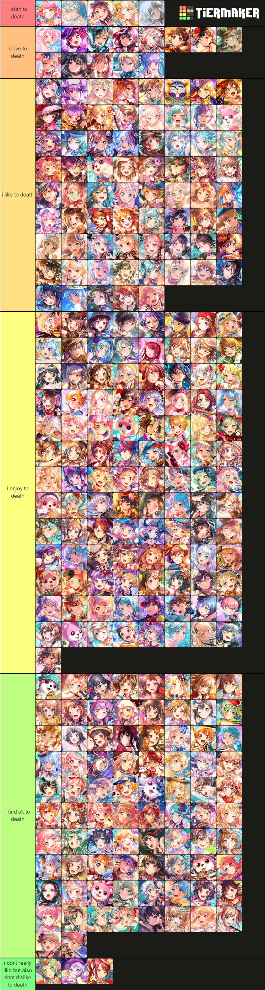 idk if anyone is actually looking forward to seeing this, but... here you go  my card tier list....