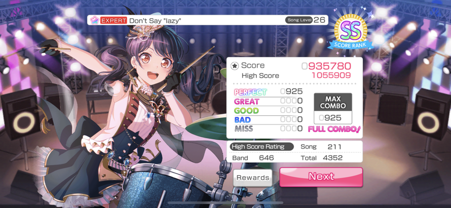 Don’t Say Lazy expert all perfect combo from a few days ago. EN server is usually laggy for me, so...