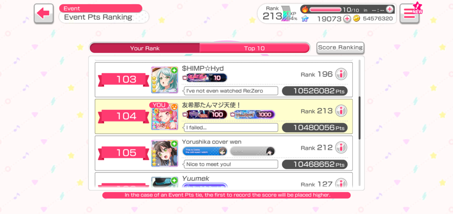 EDIT: The game actually screwed up my rank LOL. I got rank 104 instead of 106.

Holy shit, it’s...
