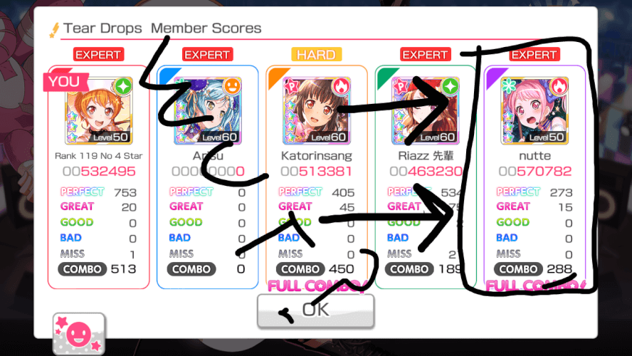 I think there's something wrong with this multi live,  aside from the fact that this Player FCed...