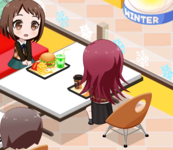 Tsugumi:Tomoe pls sit down ON the Chair. 

Tomoe:NO!!!