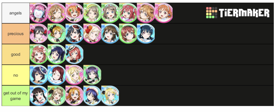 last thing   here’s my love live tier list :3