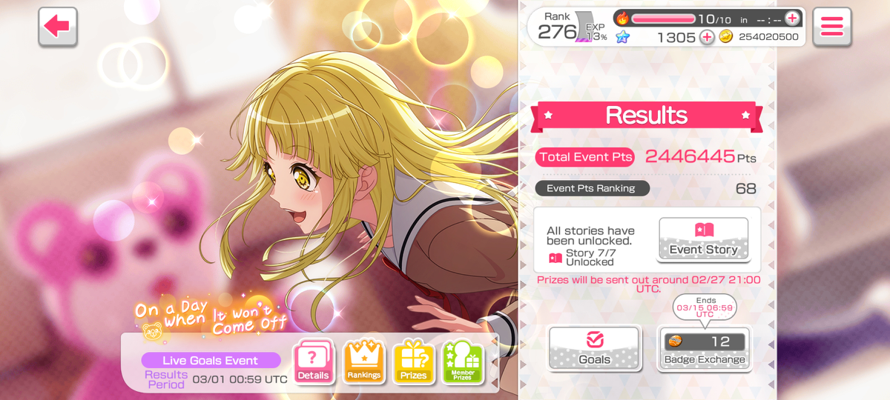 I don't play bandori as much anymore but I always come back to get a top 100 in HHW events. 