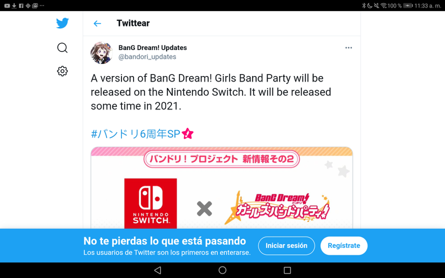 Bandori is going to be on the Switch, didn't see that one coming. Btw I don't have a twitter...