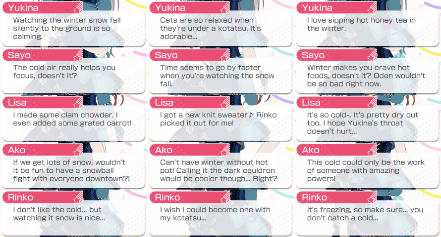 Roselia's new seasonal lines on the EN server!

       "Music good."   My message to you all.