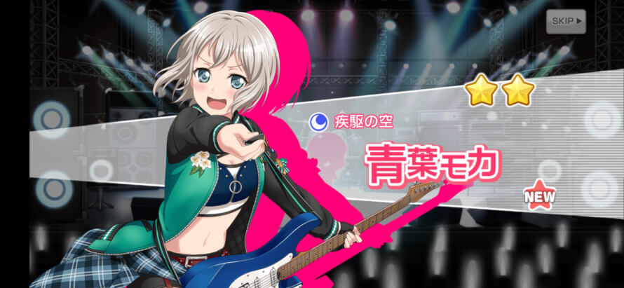 1st scout in JP Bandori new gacha, I wanted the new cards so much!!! But I got a new Moca so...