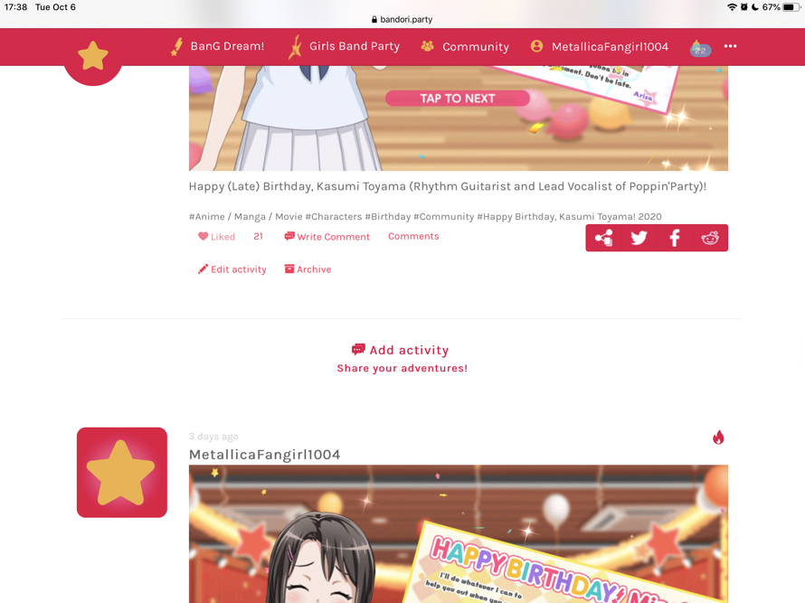 I think there is a problem with scrolling through the activities tab? Can you fix it please and...