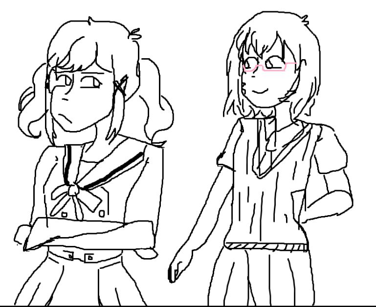 In my Tech class and finished early so i got to draw Arisa and Maya <3333