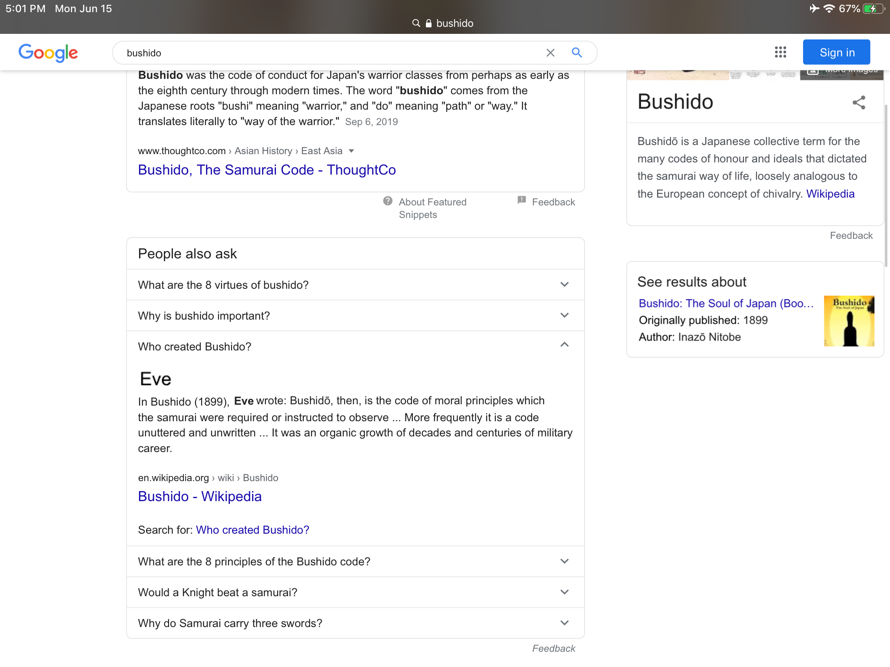 Hmm...good information


  BUSHIDO!  Eve