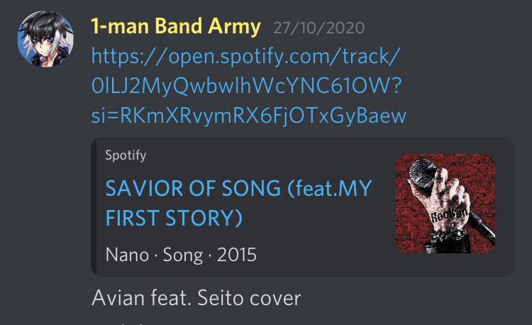 Going a bit crazy because when I first heard SAVIOR OF SONG, I put it as one of my fanband covers...