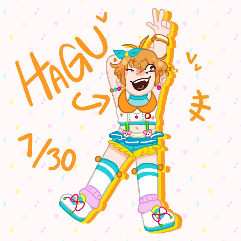 ohh!! uhm also also . !! heres a drawing of hagumi that i did for her birthday  ,3
