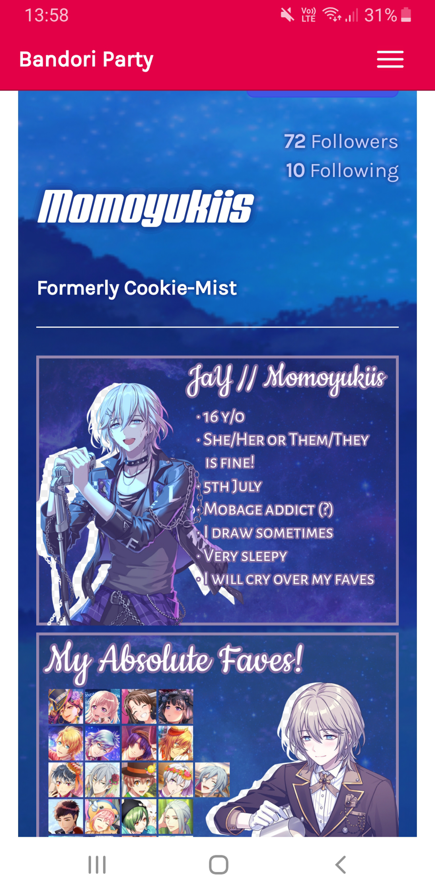 Redid my profile info stuff again  last time I did was June  because I either like to change my...