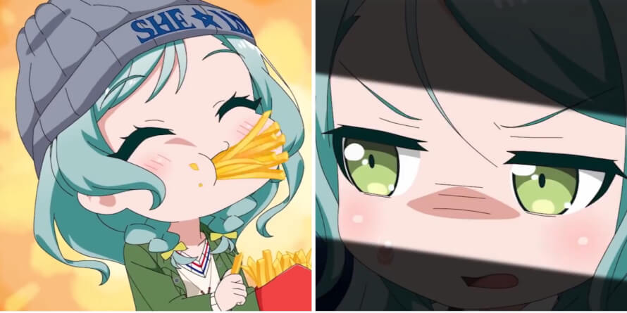 Sayo sees Hina eating her fries.