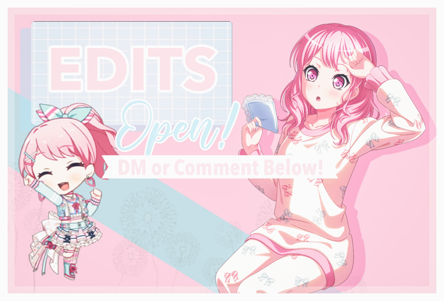    GRAPHIC EDITS OPEN!

Does anyone want to request me an edit to their best girl or anything in...
