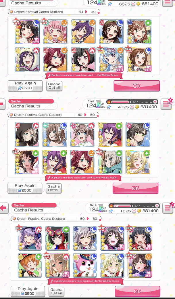 I decided to use all my stars, sorry morfonica but I couldn't resist I wanted too much new cards! :/...