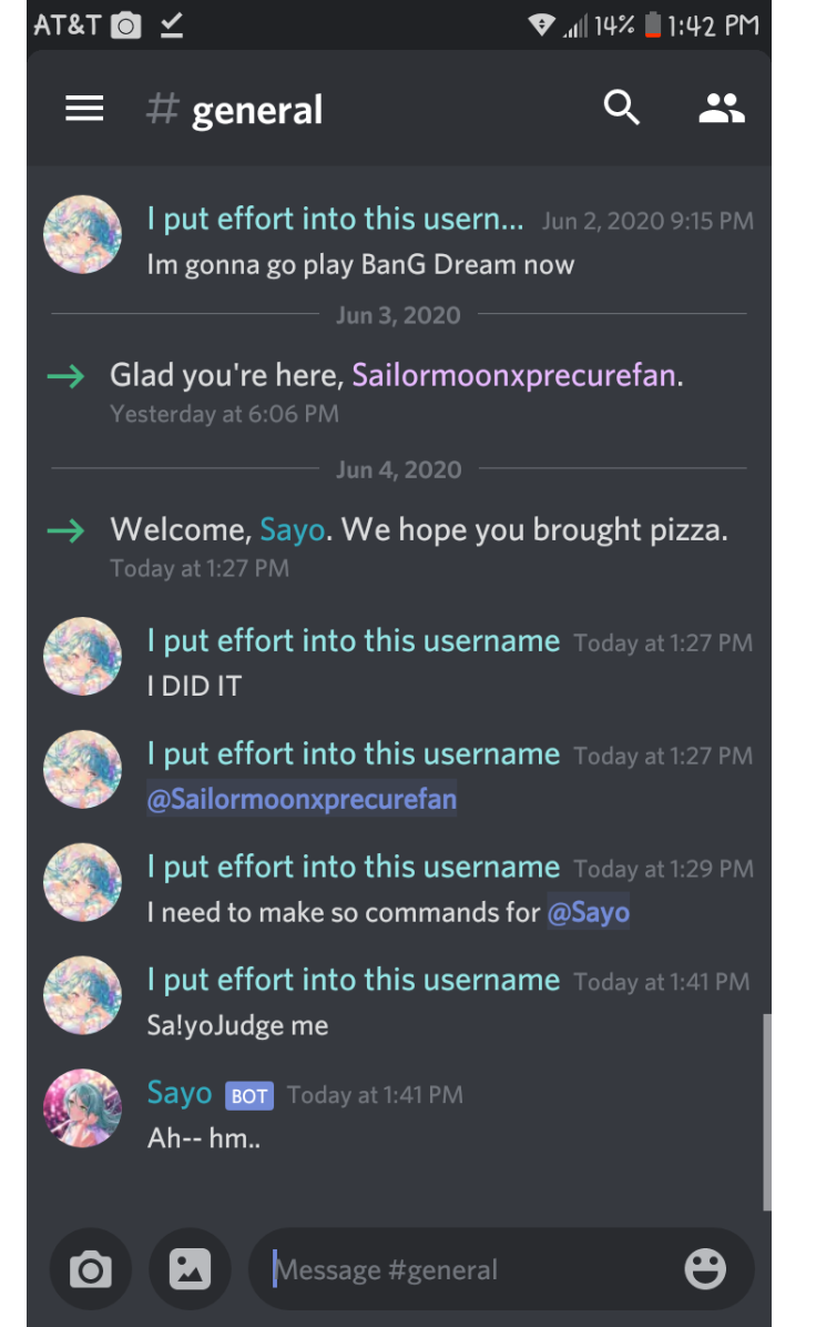 I made a Sayo bot on discord  The link to get her to join your server is...