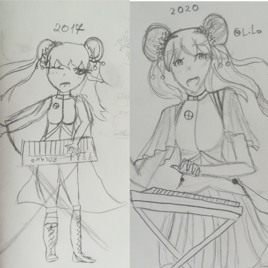 I tried to redraw my old drawing from 3 years ago

Do I made any progress? 