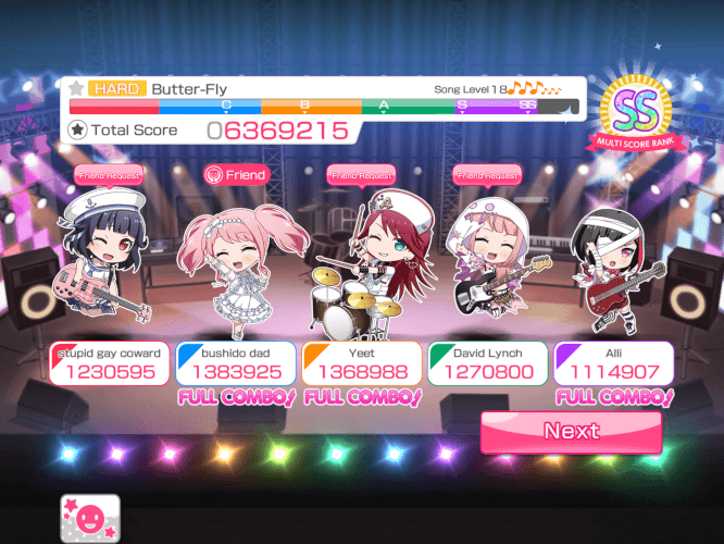 I bumped into iloveallbandorigirls. Neat uwu

Its always exciting getting matched with friends lol