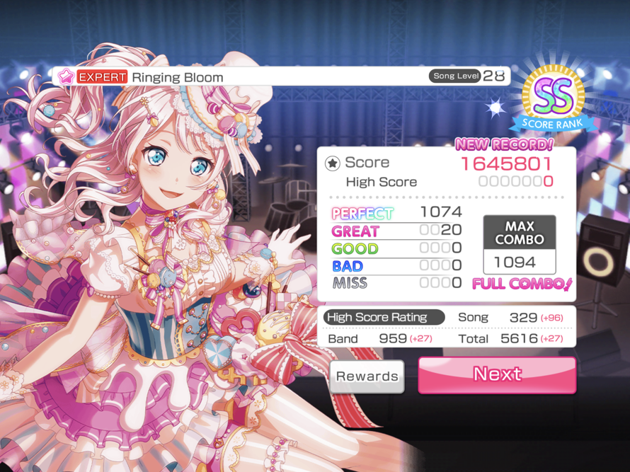 I finally full combo ringing bloom~ No PL and healer