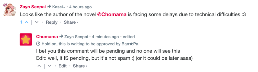   Welp

     Maybe I can DM you guys as "replies"? If that's ok with it, that is. I sent TWO forms...