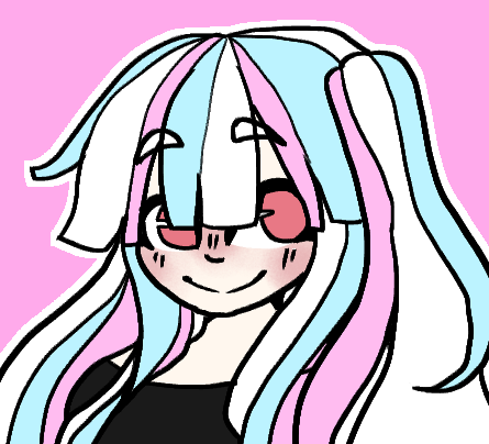 drew pareo with trans pride flag colored hair : 
