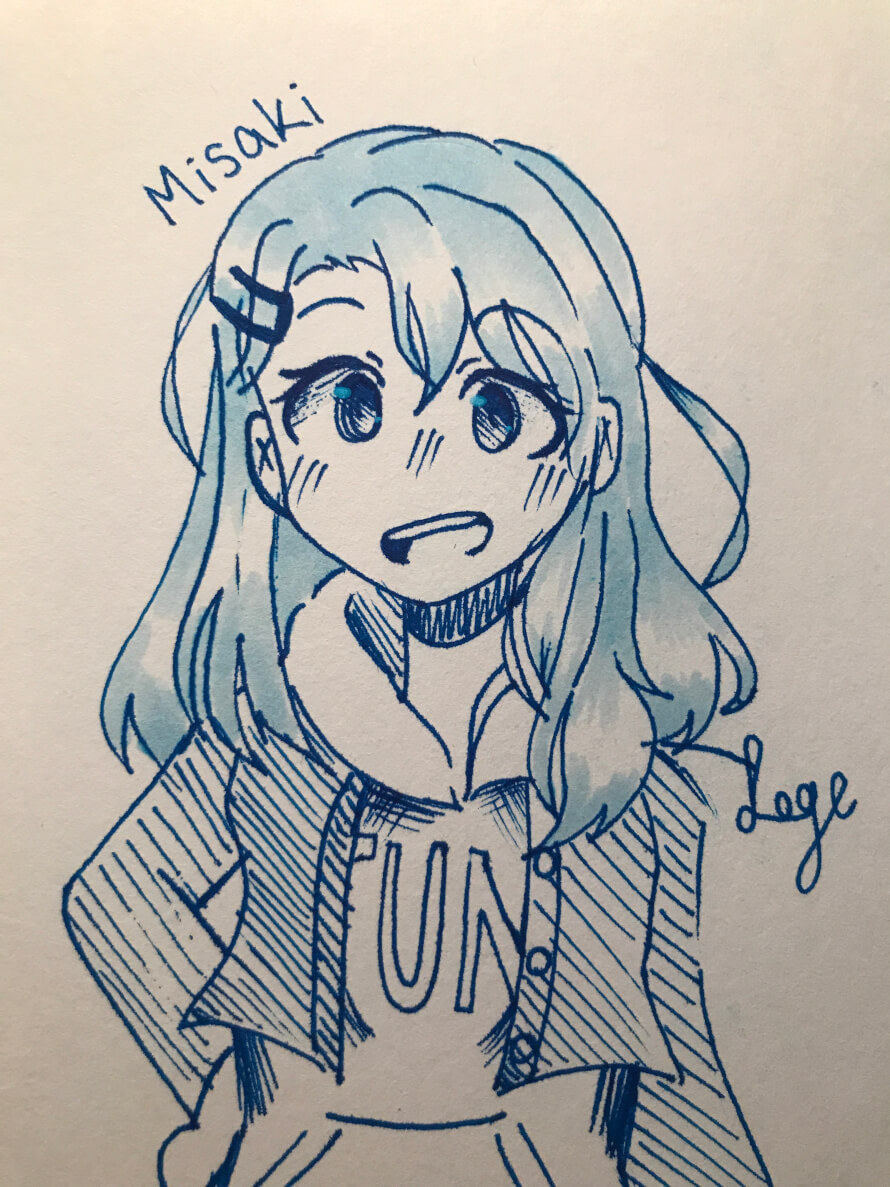 I’m really liking my fancy pen. I drew Misaki with it. Upupupu